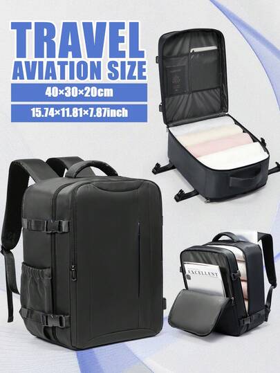 尼龙耐用旅行背包，符合随身行李尺寸规定，多口袋设计，大容量旅行背包，防水笔记本电脑包，适合大学休闲日常使用，符合航空旅行标准，男女通用，户外露营通勤背包