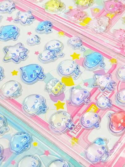 Takamatsuri Raindrop Embossed 3D Crystal Stickers, Cute Glitter Raindrop Crystal Gel DIY Decorative Stickers, Cartoon Cute DIY Stickers Creative Decorative Stickers For Party Atmosphere Decoration, Perfect For Party Decoration, Room Decoration, Valentine's Day, Christmas Gifts, Cute Aesthetics, Valentine's Day Gifts