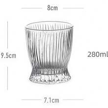 1pc Curved Vertical Striped Glass Cup, High Quality Glass Cup, Elegant Round Vertical Striped Cup, Whiskey Glass, Coffee/Milk Cup - Clear - View 9