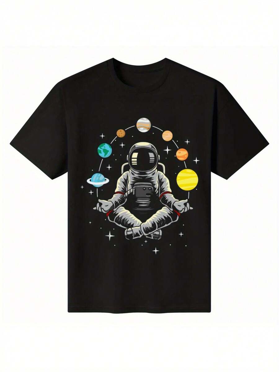 Astronauta en Meditación - Camiseta de Astrónomo del Universo y Espacio Galáctico - Multicolor 1 - Ver 1
