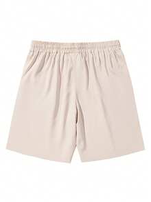 男士抽绳腰带口袋休闲百搭日常短裤 - 卡其色 - 查看 4