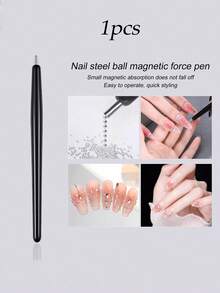 1支猫眼磁性笔，11厘米磁性钢珠笔，用于美甲，猫眼凝胶指甲油磁性棒，强磁性美甲工具 - 黑色 - 查看 11