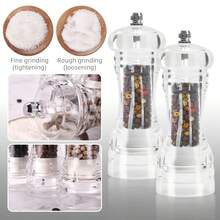 2pcs Adjustable Acrylic Pepper Grinder Set With 2-In-1 Cleaning Brush, Suitable For Pepper, Cumin, Sea Salt, Dried Chili Pepper, Ideal For Home, Restaurant, Outdoor Camping Kitchen Tools - Multicolor - View 7