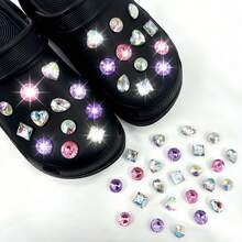 12/24pcs Rhinestone Star Shoe Charms, DIY Decorations For Garden Shoes, Clogs, Sandals, Slippers, Perfect Birthday Gift, Christmas Party Gift, Add Charm To Shoes - Multicolor - View 1