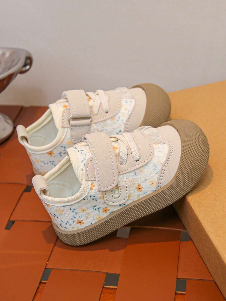 春秋季婴儿/幼儿休闲碎花防滑运动鞋 - 米色 - 查看 1