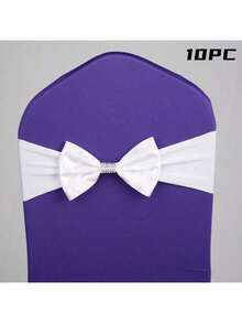 10条/25条装氨纶椅套蝴蝶结，优质弹力椅套带，带扣滑扣，通用弹力椅带，适用于婚礼、派对、仪式、招待会、宴会装饰 - 彩色 - 查看 21