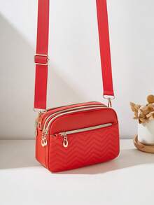 1pc Girls' Quilted Embroidered Crossbody Bag, Shoulder Bag, Coin Purse, Square Bag, Multi-Zipper, Fashion & Versatile, Ideal Gift - M2173 - View 11