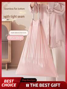 50pcs/Roll Luxury Strawberry Pink Drawstring Trash Bags, Extra Thick, Kitchen Plastic Bags, Dorm & Office Garbage Bags, Lightweight Material - One Size Fits All - View 4