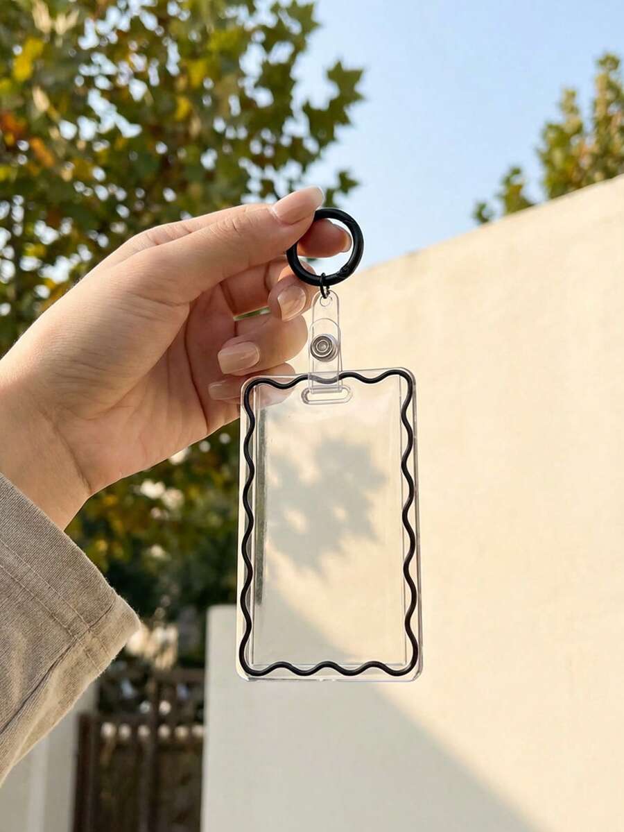 1 pieza Soporte de tarjeta acrílico transparente y creativo (Funda de tarjeta + Llavero), resistente al agua, adecuado para tarjetas de estudiante, tarjetas de identificación de empleados/tarjetas de juego, fundas protectoras para tarjetas de fotos, tarjetas de comida, tarjetas de autobús creativas y artículos de primera necesidad. Actualmente en promoción de vuelta al colegio. - Porta tarjetas de acrílico - Ver 1