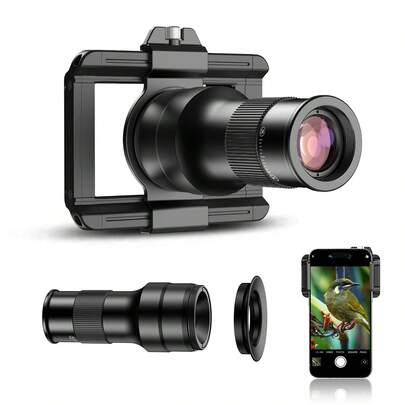  Kit de lentes para teléfono APEXEL 2 en 1: Lente telefoto 6X + Lente macro 150mm, Soporte universal compatible con casi todos los teléfonos, Herramienta de fotografía multiusos para exteriores.