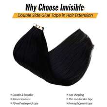 Tape In Human Hair Extensions 20pcs Natural Black Straight Brazilian Human Hair Tape In Extensions Skin Weft Tape Ins For Women - Natural Black - View 4