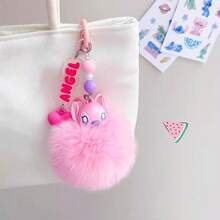 史迪奇钥匙扣 - 来自《星际宝贝》的大号毛绒球包包挂饰，可爱柔软的玩具钥匙圈，适用于背包、钱包、车钥匙，卡通人物配饰，非常适合儿童、成人和粉丝，可爱的钥匙扣礼物 - 粉色 - 查看 9