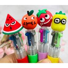 12Pcs Mini Fruit Multicolor Pen In One 4-In-1 Bulk Assorted Ink Ballpoint Pens For Drawing Journal Marking Doodling Student Teacher School Party Office Home Supplies Cute - Red Green Blue Grey - 查看 5