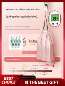 50pcs/Roll Luxury Strawberry Pink Drawstring Trash Bags, Extra Thick, Kitchen Plastic Bags, Dorm & Office Garbage Bags, Lightweight Material - One Size Fits All - View 7