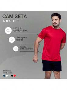 Kit 5 Camiseta Masculina Dry Fit Academia Treino Corrida Ciclismo Básica Blusa Lisa Camisa Malhar Dia A Dia - Azul Marinho - Visão 3