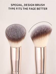 MAANGE 1支专业化妆刷，可用作散粉刷、腮红刷、高光刷，斜角管状化妆刷，柔软纤维材质，方便携带，旅行必备，化妆配件礼品，赠送亲友，赠品 - 金色 - 查看 7