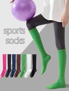 1 par de calcetines deportivos de compresión muscular profesionales para mujeres, mangas para pantorrillas, saltar a la cuerda, correr, alta elasticidad, adelgazantes, calcetines largos y tubulares para deportes - Multicolor - Ver 2