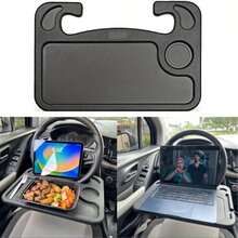4 In 1 Multifunctional Car Steering Wheel Desk With Laptop Stand Versatile Car Seat Tray Enhanced Vehicle Table With Tablet Slot And Dual Condiment Holders Durable PC Material - A - View 1