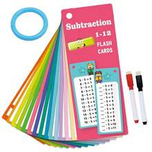 15 piezas Tarjetas didácticas de matemáticas del 1 al 12, herramienta de autoaprendizaje de matemáticas, manipulativos Montessori de matemáticas, conjunto de suma, resta, multiplicación y división - Multicolor - Ver 11
