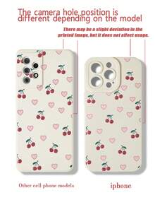 1pc Precise Hole Cherry Blossom Painted Thick Shockproof Protective Phone Case, Compatible With IPhone, Galaxy, - Multicolor - View 4