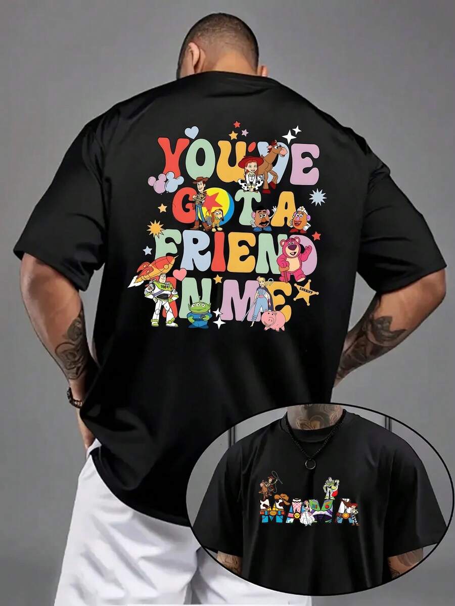 [Authorized] Disney Toy Story Series T-Shirts With Short Sleeves And Round Neck For Couples. Men's T-Shirts With The Same Cotton Shirt For Men And Women In Summer Are Used For Daily Commuting T-Shirts And Men's Casual Birthday Gifts. Regular Versions Are Suitable For Parties, Which Are Cool And Breathable. - màu đen - Xem 1