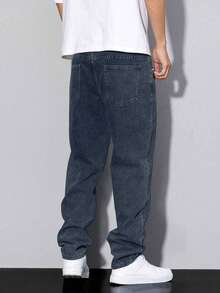 European And American Casual Black Denim Pants For Teenagers, Non-Stretch - Navy Blue - View 4