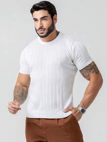 TRICOT DE LUXO Men's Lightweight Textured Knit T-Shirt, High Quality, Spring, Summer, Autumn, Premium Quality - trắng - Xem 8