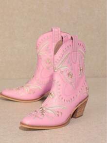 MI.IM CORRAL - Botanical Embroidered Cowgirl Boots - Pink - View 3