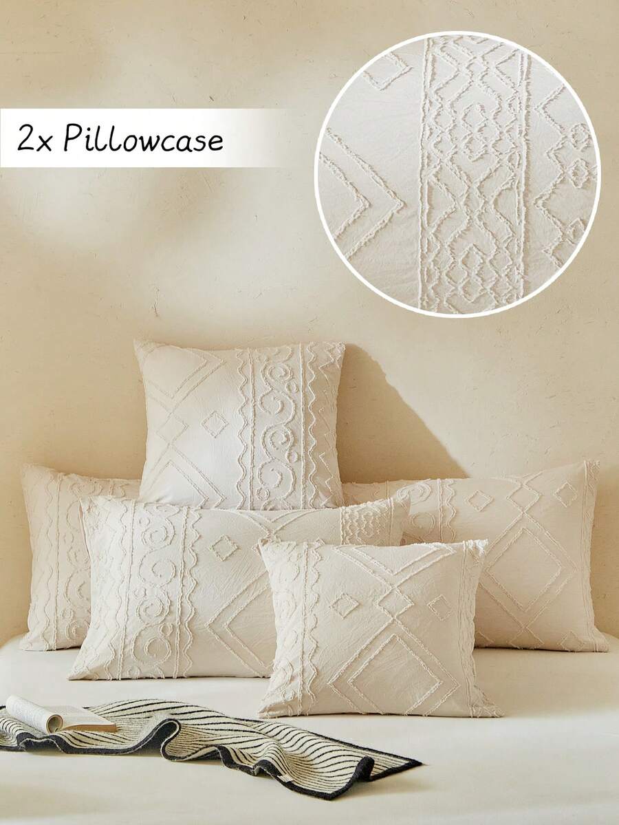 2 piezas Fundas de cojín decorativas de estilo bohemio de jacquard, funda de cojín con bordado geométrico color caqui, adecuado para sofá, decoración del hogar para todas las estaciones, suave y transpirable, lavable a máquina, gran regalo, inserto de cojín no incluido - Caqui - Ver 1