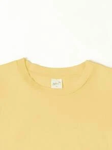 女款純色圓領短袖T卹,超寬鬆上衣,100%棉質上衣,柔軟舒適,日常休閒,街頭服飾,橄欖枝愛心 字母圖案印花,top,verano,tops mujer,camisetas mujer,blusas de mujer,jersey,sudaderas de mujer,ropas mujer,blusas de mujer,jersey,sudaderas de mujer,ropa mujer,banopaapaso mujer, marapas, mujer, roir, mujer, roarapasapasapas araririrr, mujorroa.opas mujer'opasr, mujers'roapas arirlorror alrr, mujer, marar, mujroas） mujer,deporte,tops verano, mujer,camisetas de gym mujer,camisetas básicas,camisetas manga corta mujer,verano,romwe,festival outfit mujer,Y2K,秋冬奇卹,,vacation, beach,casual,90年代戶外服裝/4ps> women,outfits，薑黃色上衣 - 薑黃- - 查看 3