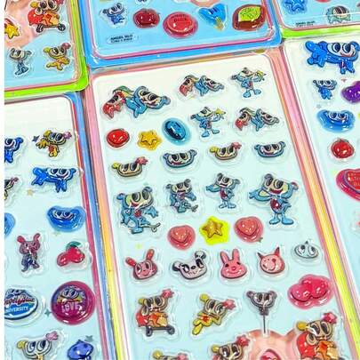 第二代可爱卡通水晶浮雕装饰贴纸，闪亮贴纸，适用于节日礼物、电脑桌面办公装饰，多功能可爱贴纸