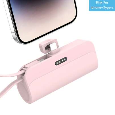  Cargador de bolsillo YLYP, batería externa de 5000mAh ultracompacta, esencial para viajes, batería recargable con enchufe, cargador inalámbrico para iPhone 14/14Pro/13/12/11/X/8/7/6 Plus y teléfonos Android Galaxy