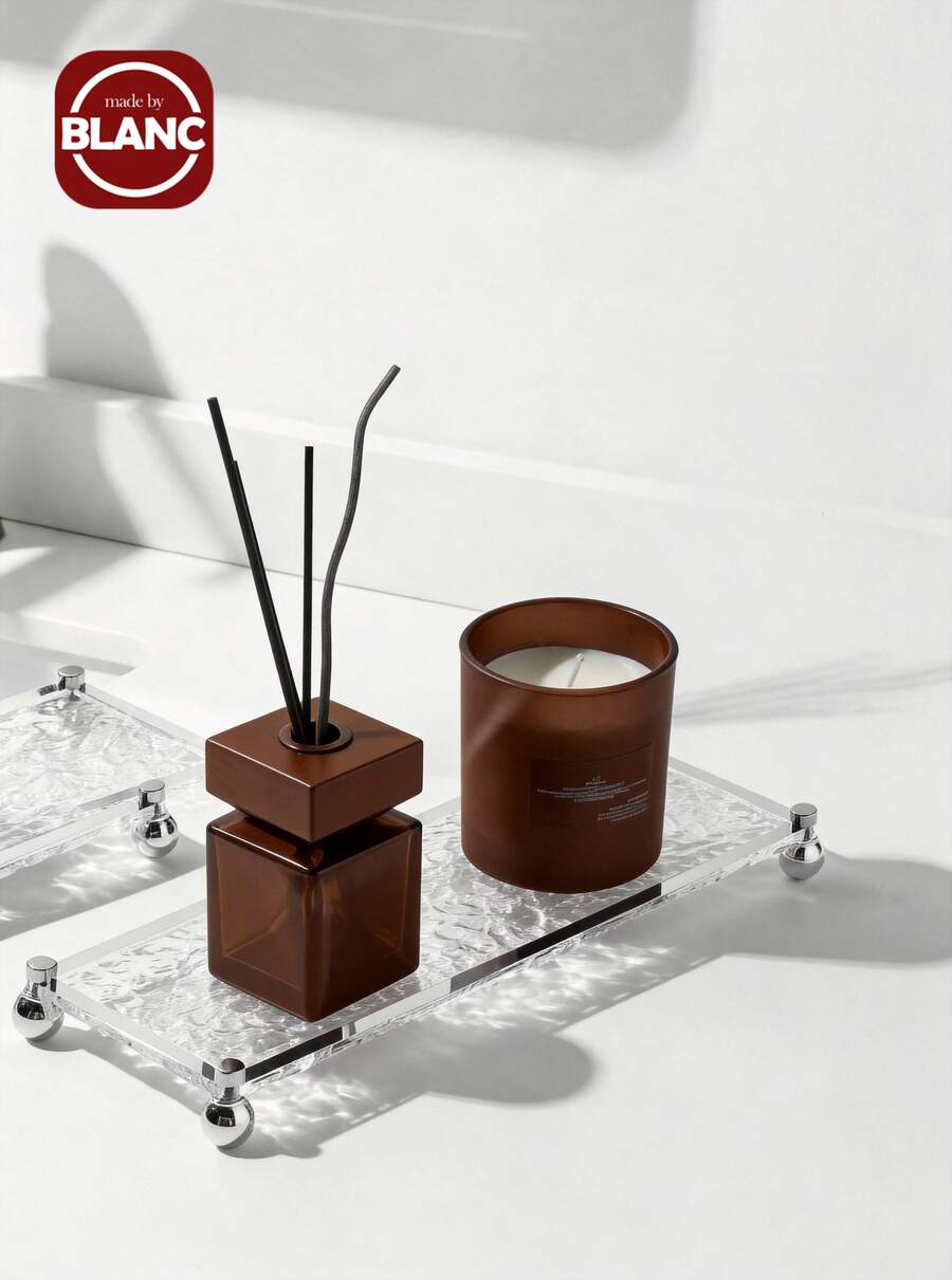 1 chiếc gương gỗ họa tiết đá hiện đại đựng cốc đựng bàn chải đánh răng, khay đựng đồ trang điểm bằng acrylic theo phong cách Pháp tối giản - trắng - Xem 1