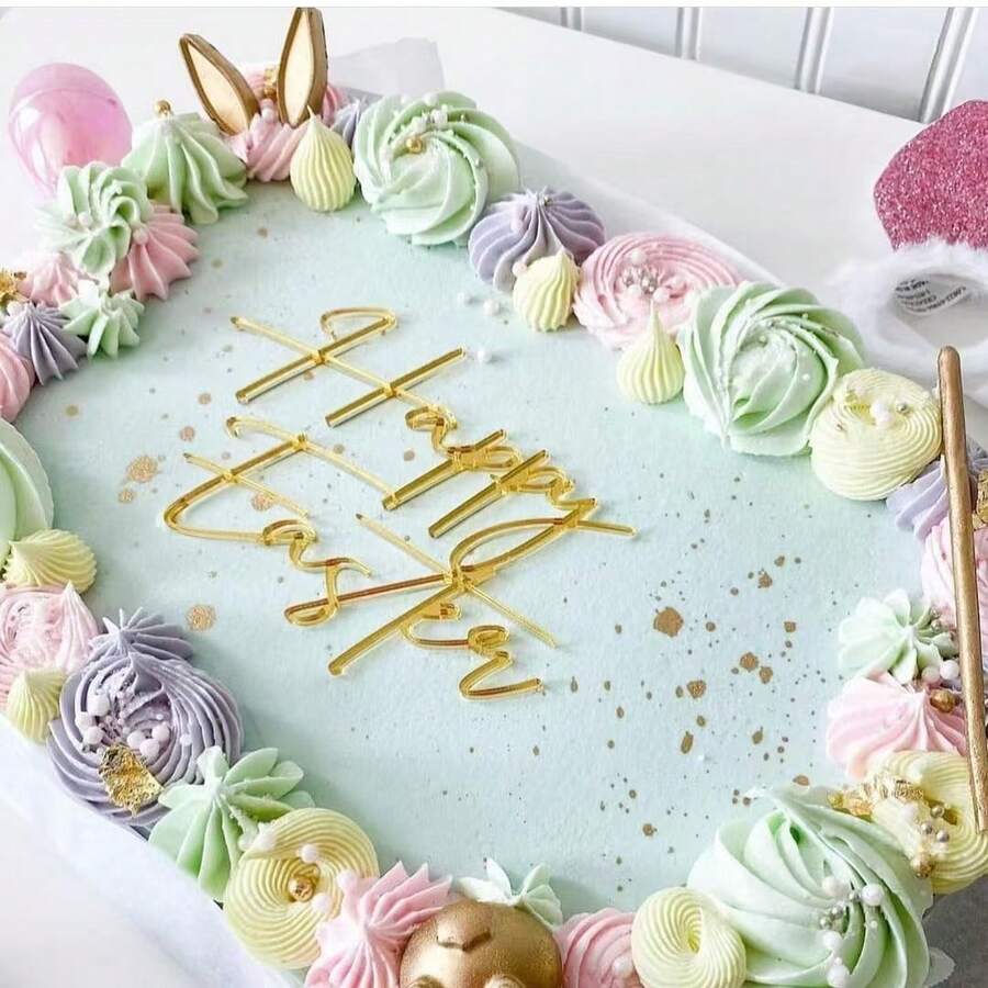 1 pezzo/3 pezzi/6 pezzi Decorazioni per torta in acrilico a forma di coniglio di Pasqua, decorazioni per torte per feste di Pasqua - Multicolore - Visualizzare 1