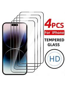 4 piezas Protector de pantalla de vidrio templado 9H+, compatible con iPhone 17, 16 Pro Max, 16, 16 Pro, 16 Plus, 14 Pro Max 6.7, 17, 17 Pro, 17 Pro Max, 17 Air, alta definición, anti-arañazos, tacto sensible, compatible con fundas de teléfono - transparente - Ver 27