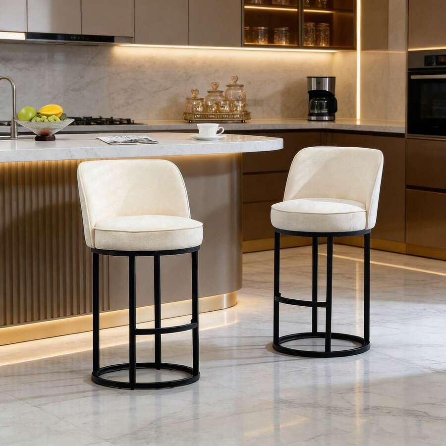 Barstools - بيج + كتان - مشاهدة 1