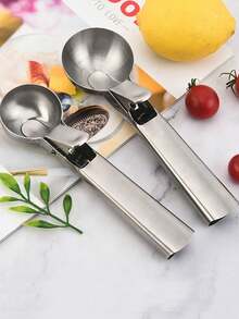 1pc Stainless Steel Ice Cream Scoop, Ice Cream Ball Maker, Fruit Ball Spoon, Watermelon Scoop Mold, Ice Cream Ball Mold - Multicolor - View 2