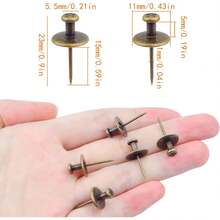 20 Pieces Vintage Bronze Double Head Large Push Pin Tacks Zinc Alloy Long Pushpin Thumbtacks Flat Decorative Pushpins For Cork Bulletin Board Paper Map Photos Wall - Bronze - View 5