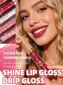 USHAS 保湿唇彩，防水不粘腻，滋养保湿，持久亮泽妆效，细腻珠光液体唇膏，适合所有肤质 - #05 - 查看 2