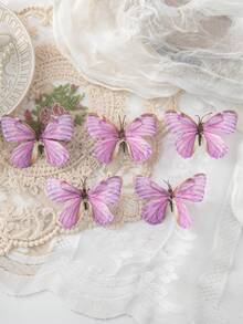 5/10/1500pcs Artificial Butterfly Decorations, Suitable For Valentine's Day, New Year, DIY Candy Box, Bridal Bouquet, Silk Flowers, Mother's Day, Vase Decor, Home Garden Wedding Floral, Living Room, DIY Candy Box, Wreath, Fake Plants, Home Decor, Bouquet, Tabletop Decoration - Pink - View 4
