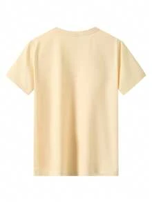 1pc Disney Minnie Mouse Minimalist Line Art Print With Classic Red Bow Tween Girl Casual Everyday T-Shirt, Comfortable & Versatile, Perfect For School & Hangouts - Màu be - Xem 2