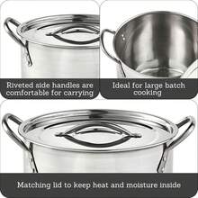 Master Your Favorite Recipes With This 8-Quart Stainless Steel Stock Pot With Lid. This Versatile Silver Pot Provides Even Heating, Making It A Durable And Essential Tool For Soups, Stews, And Large Batches. - Silver - View 2