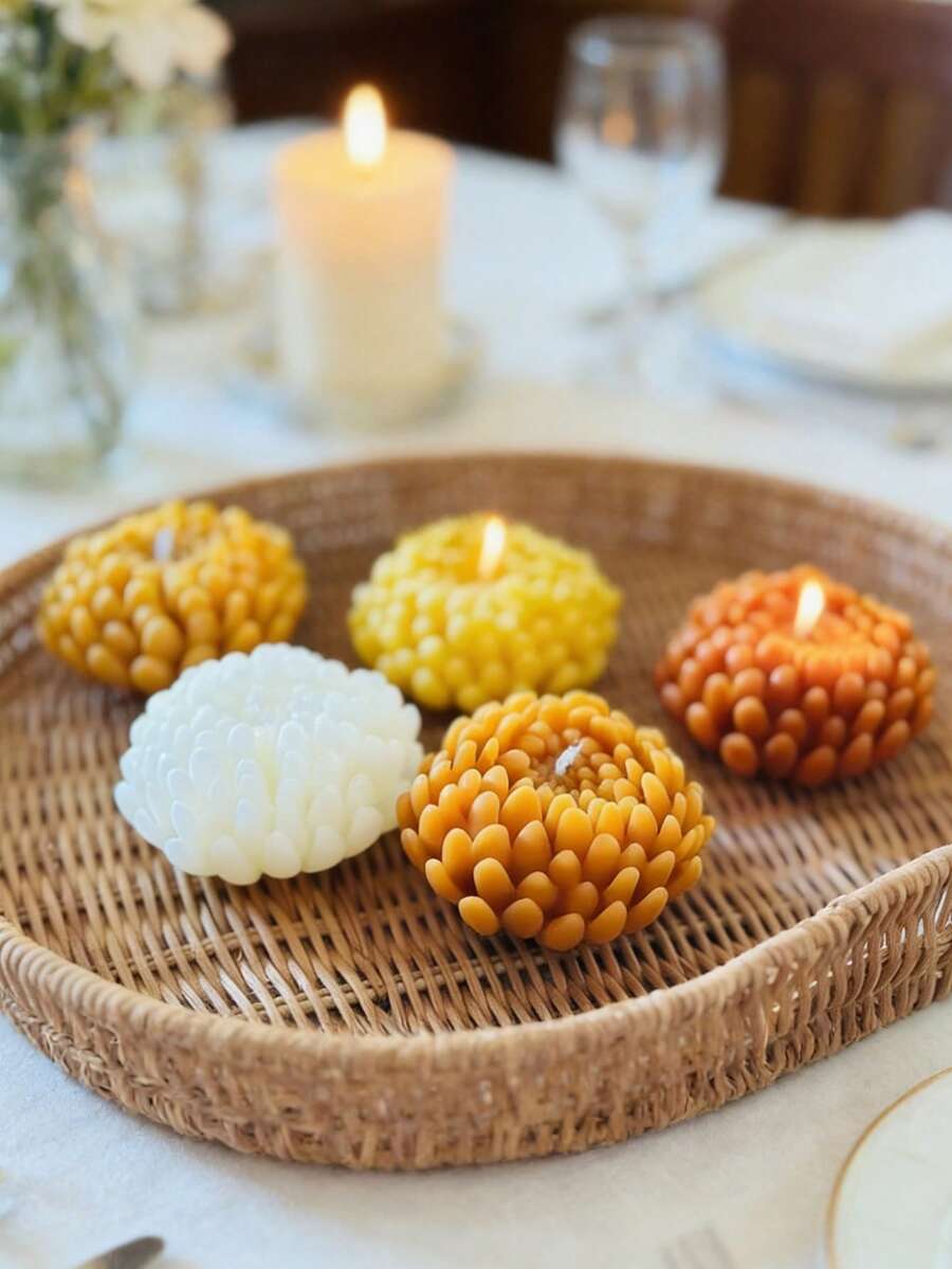 1个3D菊花莲花蜡烛模具，多用途，耐热易清洗，适用于蜡烛/肥皂/香薰石/石膏/树脂/粘土蜡烛模具，感恩节、春季、返校季、婚礼季、复活节、情人节、生日等场合，适合初学者，家居装饰 - 菊花矽膠模具 - 查看 1