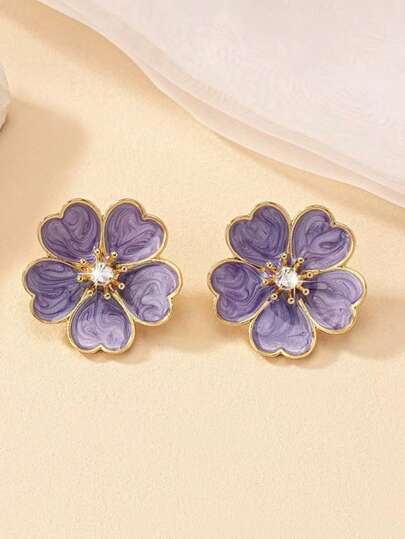 Niche Elegant Luxury Cherry Blossom Earrings, Korean Fashion Earrings For Women