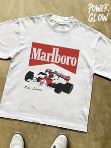 2026 Summer TopsM/Arl/Bor/O F1 Retro Reissue Racing Culture Apparel Graphic Short Sleeve T-Shirt| Y2K Streetwear Graphic Tee| 100% Cotton Crew Neck T-Shirt| Ideal Holiday GiftLoose And Comfortableshirts - 白色 - 查看 1