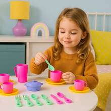 ¡RecomendadoJuego de cocina infantil con platos, tazas, cubiertos y accesorios coloridos, set de juguetes para niñas y niños, ideal para juego imaginativo, aprendizaje temprano, regalos y diversión, 3+ años.¡Top de Temporada - 1 - Ver 1