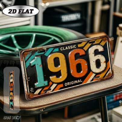 1pc Vintage Metal Plaque Decor (12x6 Inches), 1966 Classic Retro Year Decorative Plate, Decorative Plaque, Outdoor Sign & Wall Art, Suitable For Living Room, Entryway, Study, Porch, Patio, Garden, 1966 Birth Year Birthday Gift