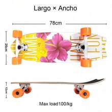 Patineta Longboard Tabla De Madera Juvenil Graffiti 80cm - Albaricoque - Ver 4