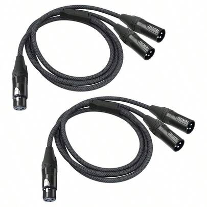 HUELAU 2Pack XLR Female To Dual XLR Male Y Splitter 1 Female To 2 Male Y Cable Micphone Mixer Amplifier - 3.3Feet