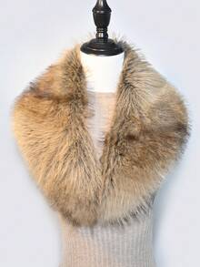 1件装休闲仿毛领秋冬女式外套 - 彩色 - 查看 13